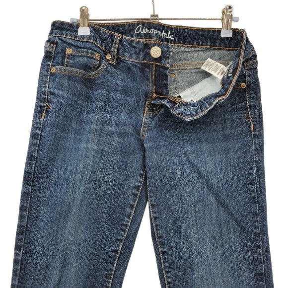 Aeropostale Jeans Women's Bayla Medium Wash Straight Leg Blue 8 - Picture 6 of 11